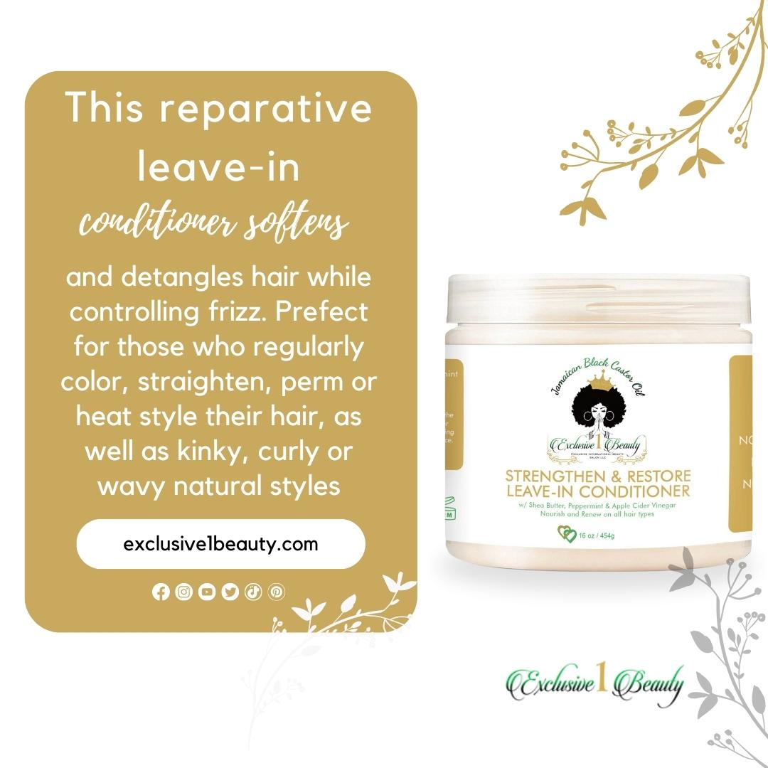 STRENGTHEN & RESTORE KIDS LEAVE-IN CONDITIONER shea butter, peppermint & apple cider vinegar nourish and renew on all hair types.