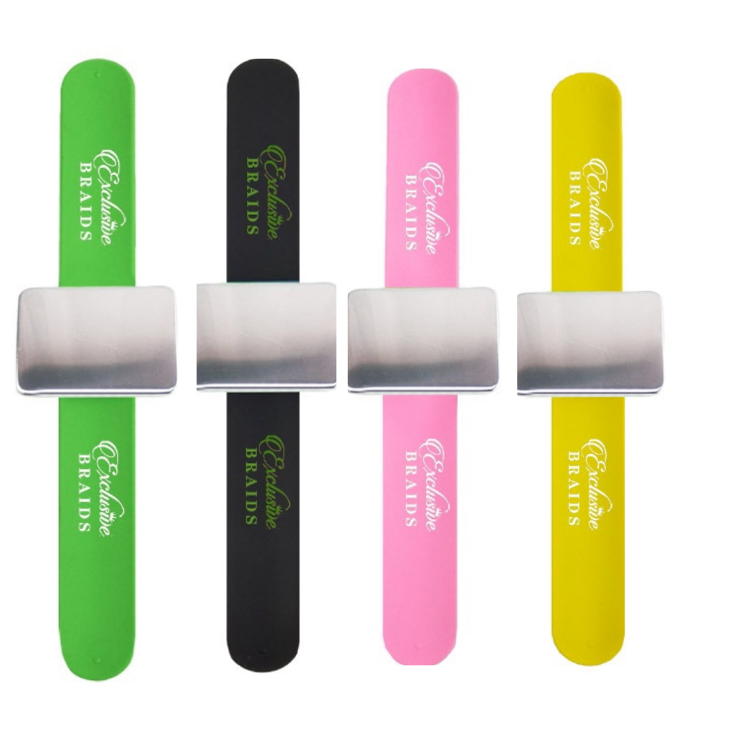 THE EXCLUSIVE BAND magnetic silicone wrist band used to hold product while braiding but also serves as a magnetic tool to hold hair pins, sewing needles, scissors and more. Perfect for hairdresser and barbers.