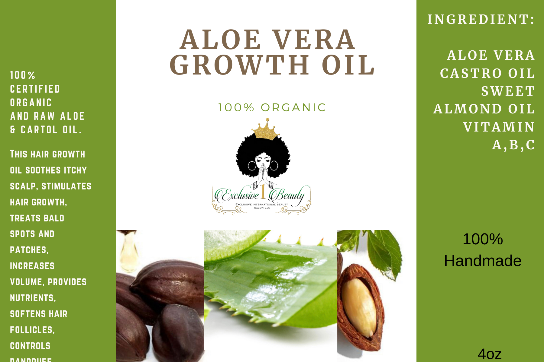 Aloe Vera Growth Oil soothes itchy scalp provides nutrients, softens hair follicles, controls dandruff.