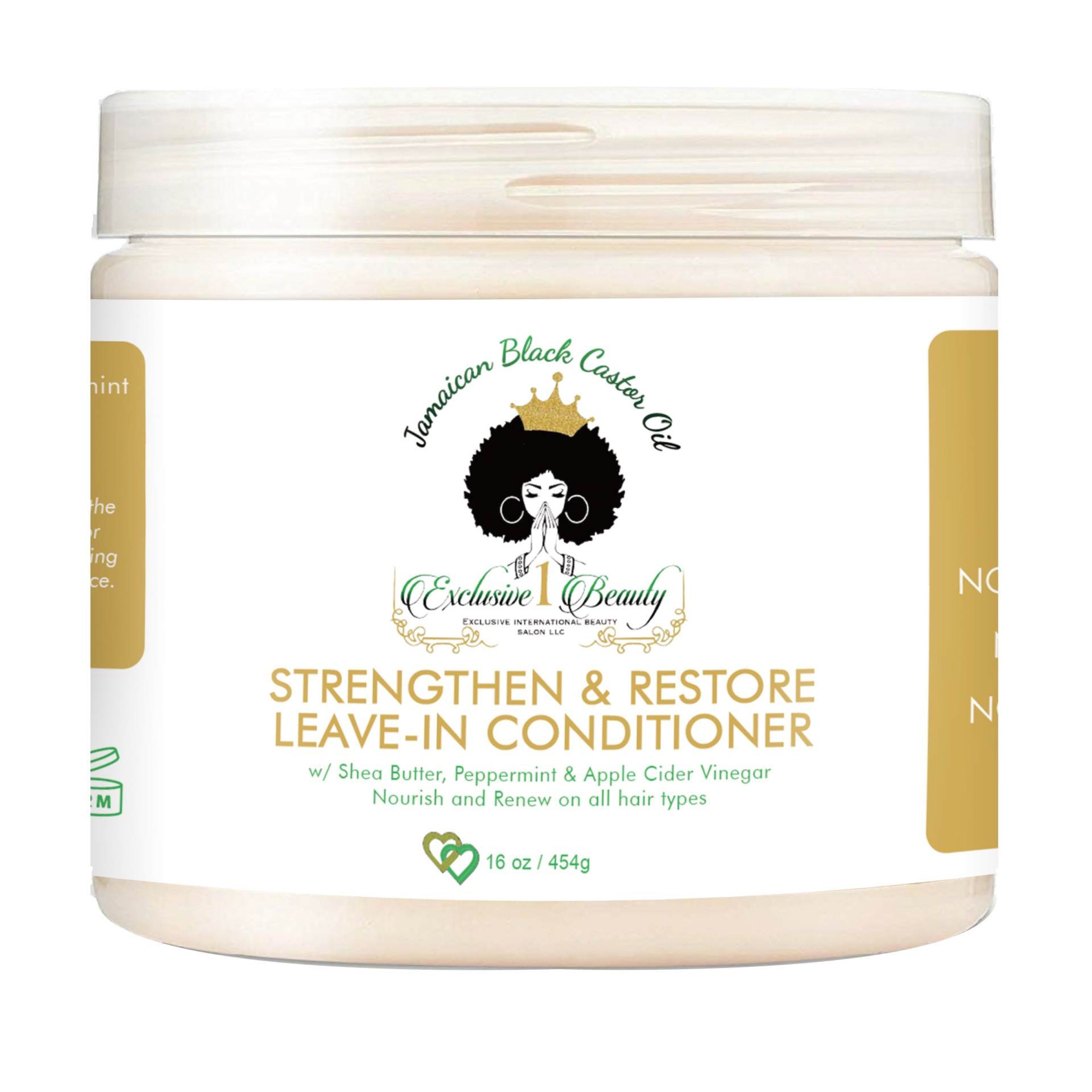 STRENGTHEN & RESTORE KIDS LEAVE-IN CONDITIONER shea butter, peppermint & apple cider vinegar nourish and renew on all hair types.